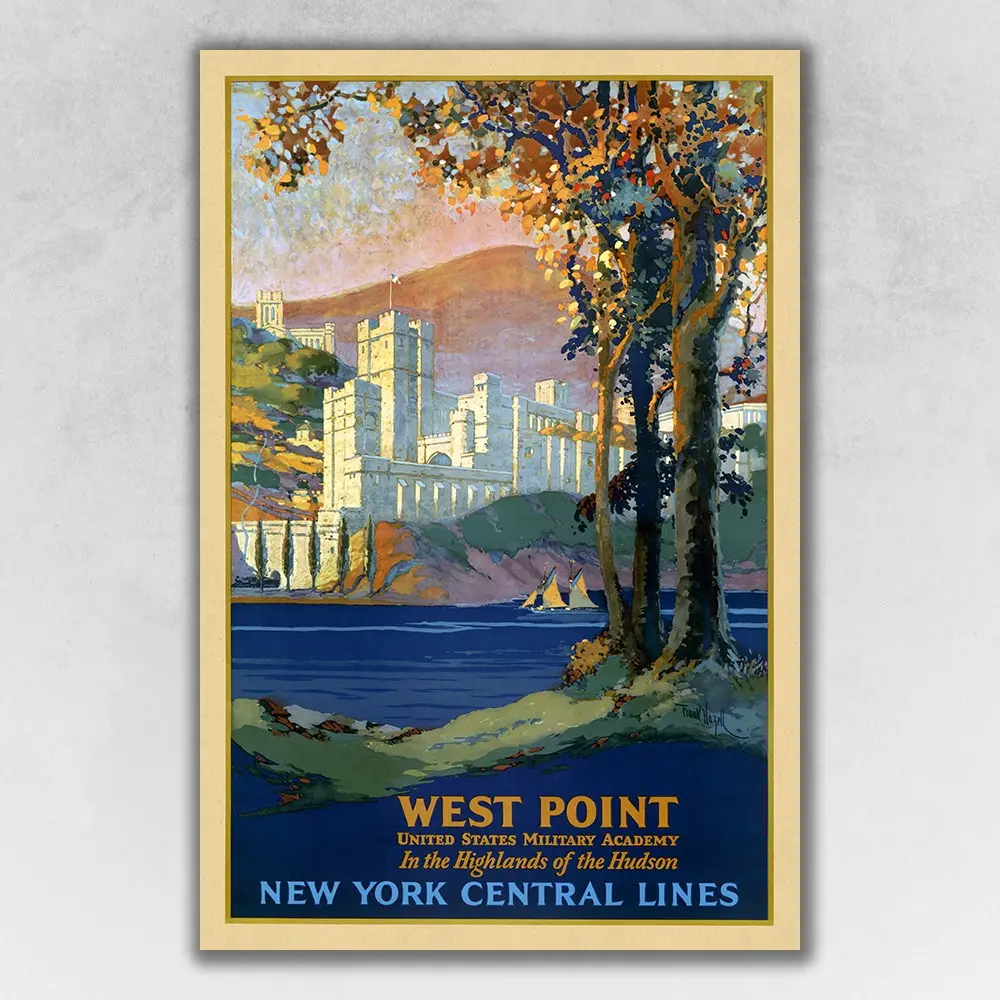 9x12 in. 360 Stand Unframed West Point New York c1920s Vintage Travel Poster Photo, Lightweight Colorful Matte Paper Landscape Print, Western Wall Art Home Decor for Room Wall Display, American-Themed Graphic Art