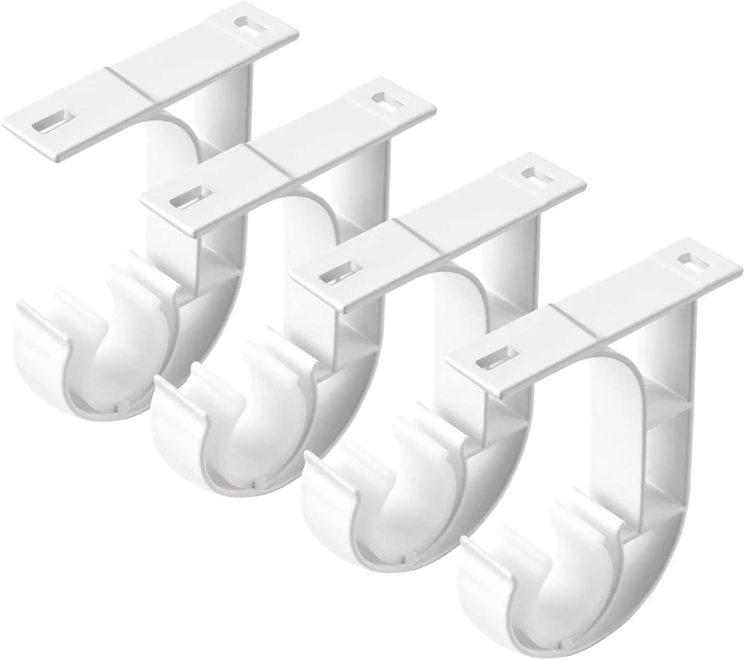 Ceiling Curtain Rod Brackets, Ceiling Mount Holder for 1 Inch Diameter Rod, Ceiling Curtain Bracket Hooks Support Hanger, White 4 Pack