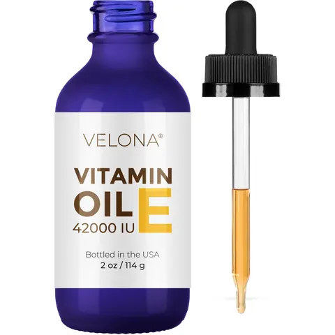 VELONA 100% Pure & Natural Vitamin E Oil Serum - 2 Fl Oz, 42000 IU, Food & Cosmetic Grade, Hexane-Free, Alcohol-Free, 24-Month Shelf Life, Hydrating Anti-Aging Concentrate for Adults, All Skin Types, Face Nourishment, Hair Growth Support, Bottle Pack