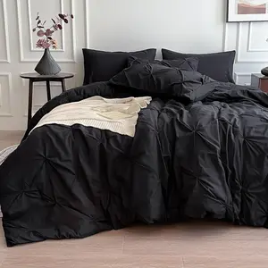 Black Queen Comforter, 7 a Bag Queen, Pintuck Sets with Comforter,, Pillowcases  Shams - Black