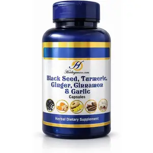 HERBOGANIC Black Seed, Turmeric, Ginger, Cinnamon, and Garlic Capsules 500mg 60 Capsules| Boosts Immunity | Natural Dietary Supplement for a Stronger Immune System | Helps Stregthen The Body……