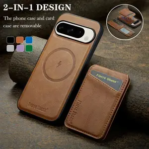 Detachable 2 in 1 Leather Wallet For Google Pixel 9 8 7 9A 8A 7A XL Pro Protective Shockproof Phone Case Card Holder For Magsafe Magnetic Cover Accessories