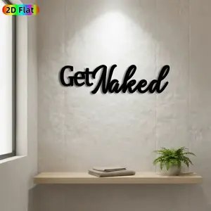 1pc "Get Naked" Text Metal Wall Art, Bold Typography Statue Mural, Ideal Gift for New Year, Christmas, Humor Home Decor Enthusiasts, Weather-Resistant Metal Wall Decor Wall Sculptures, Perfect for Living Room Wall & Garden Fence, Unique Statement Wall Art