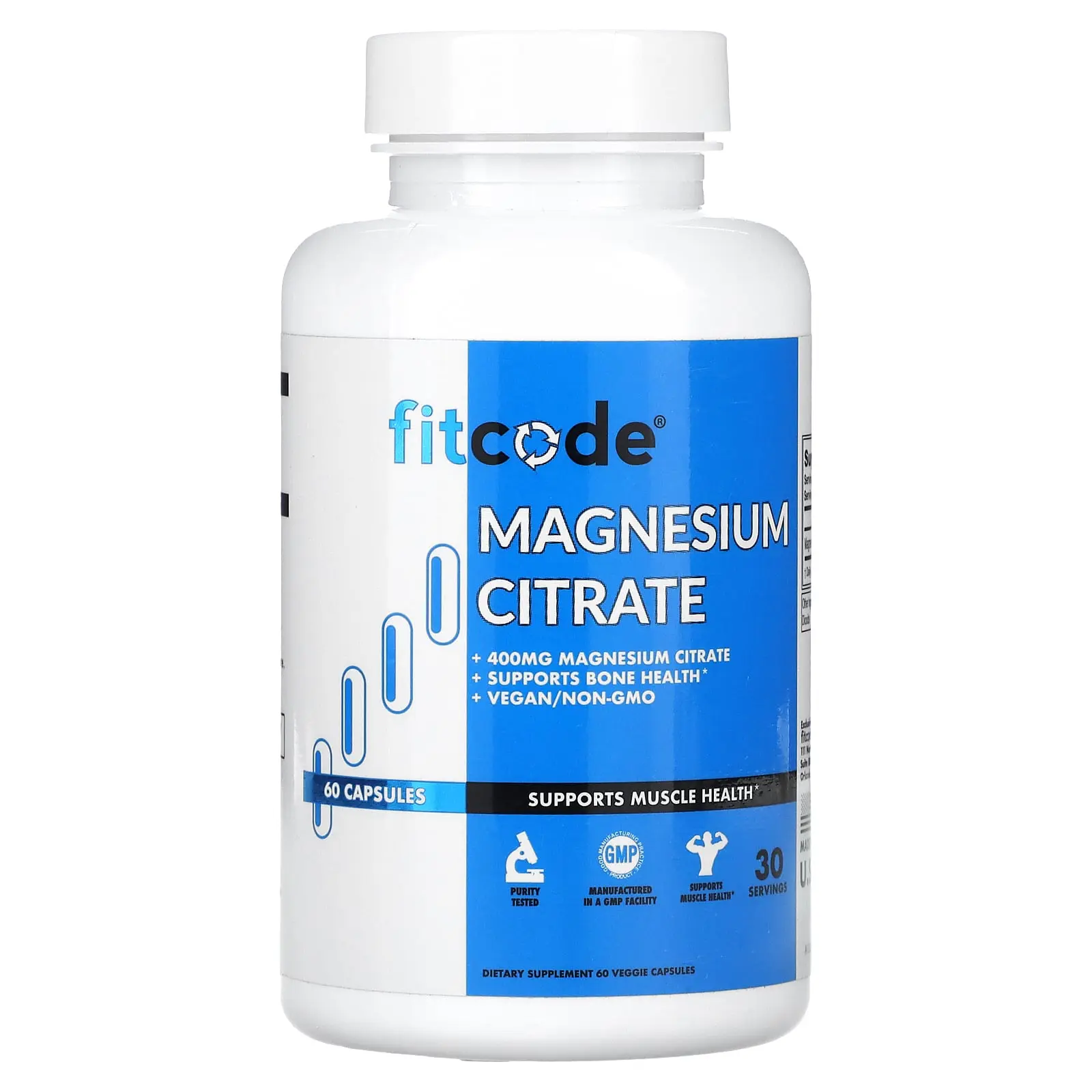 fitcode Magnesium Citrate, 60 Veggie Capsules (200 mg per Capsule)