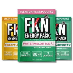 FKN Caffeine Energy Pouches (3-Pack) ️80MG Per Pouch | Sugar-Free Boost | Watermelon Ice, Spearmint & Pineapple Mango