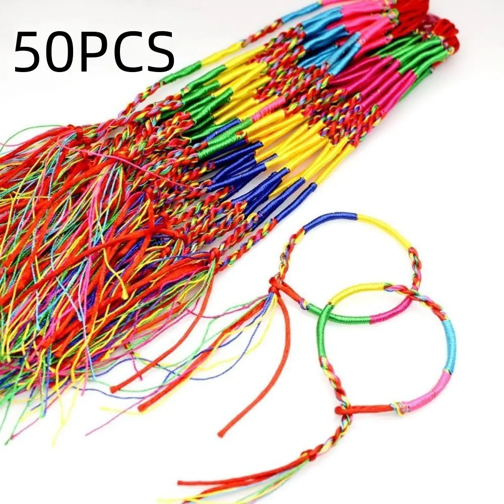 50 Handmade Friendship Bracelets in Assorted Colors, Party Supplies for Festivals, 12 Inch Wrist & Ankle Chains, Random Color Mix for Celebrations, Braided Bracelet, Stackable Bracelets, Bracelet Set