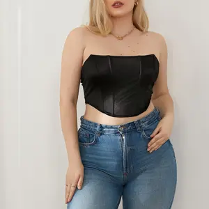 Women Sexy Bustiers Solid Color Off Shoulder Crop Tank Top Push Up Strapless Corsets