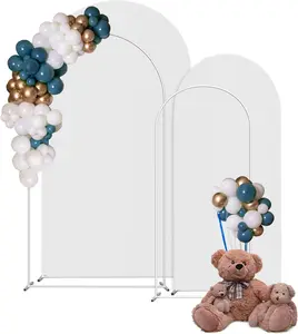 Wedding Arch Backdrop Stand and Cover Set - 7.3FT & 6FT Metal Balloon Arch Stand Frame for Weddings, Birthdays, Parties, Baby showers & Graduations
