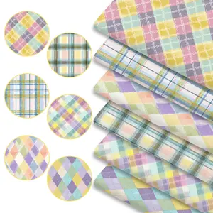 6pcs Elegant Tartan Plaid Fabric Bundles, 45cmx50cm / 17.72inx19.69in Pastel Scottish Check Pattern Fabric Squares for Quilting, Patchwork DIY Sewing Material for Bedding, Tablecloth, Bags, Headbands, Pillowcases