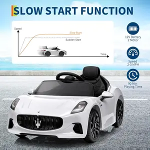 Summervibes Flash sale toy items Licensed Maserati Gran Cabrio Kids Ride On Car, 12V Electric Vehicle with Parental Remote Control, Spring Suspension, Double Doors & LED Lights, 4-Wheel Motorized Ride On Toy for Boys Girls outdoor activity gift Ride-On