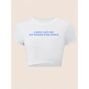 Casual Fitted Cropped T-Shirt with Letter Print And Short Sleeves