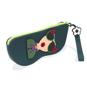 Silicone Eyeglasses Case with Strap and Zipper Closure, Lightweight Portable Glasses Storage Bag, Glasses Holder, Ideal Gift for Holidays