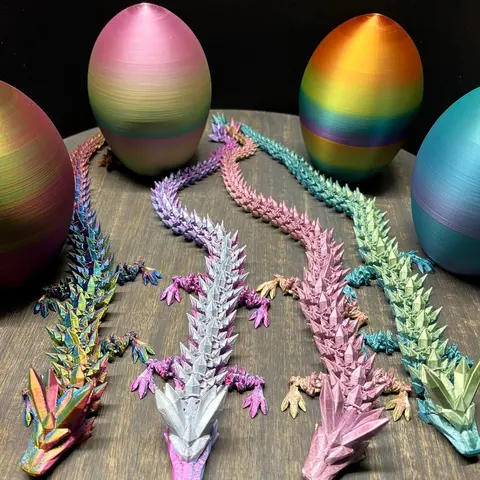 3D Printed Crystal Dragon with Egg 16 Inches figurine decor Multicolor