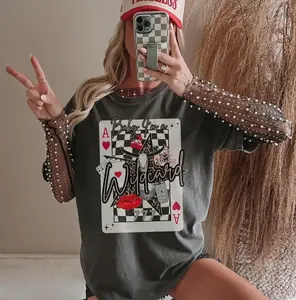 Western Collage Tshirt Trendy Cowgirl Wildcard Retro Trending Tshirt Casino Dice Playing cards Shirt