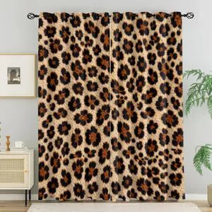 2Pcs Gradient Colorful Leopard Print Curtains, Fashion Atmosphere Design, Breathable Shading Fade Resistant, Perfect for Youth Home Bedroom
