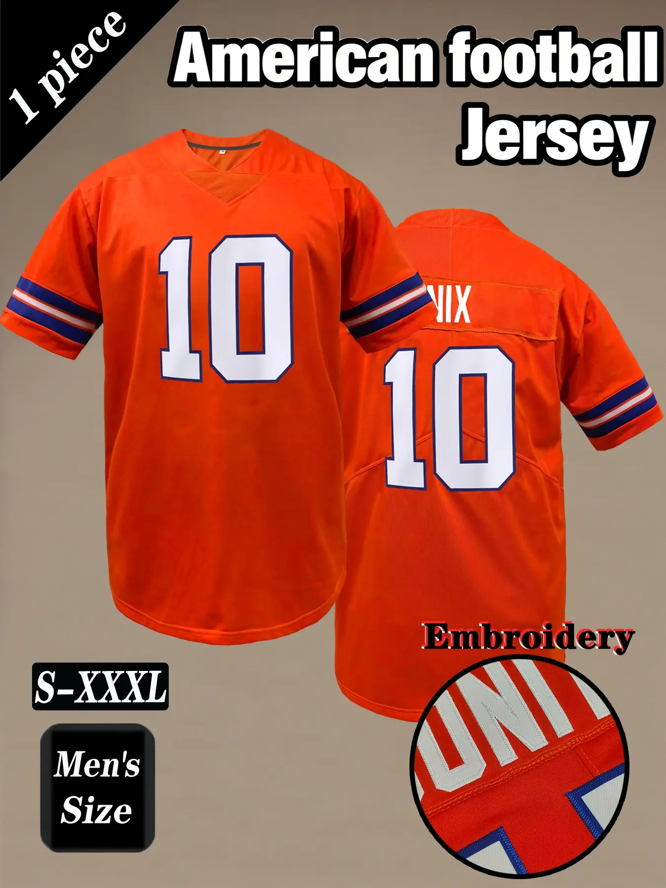 Men's American Football Jersey, Denver #10 Nix #15 Embroidered Breathable V-Neck Rugby Sportswear Top, Casual Hip-Hop T-Shirt, Embroidery Jersey, Sports Clothing