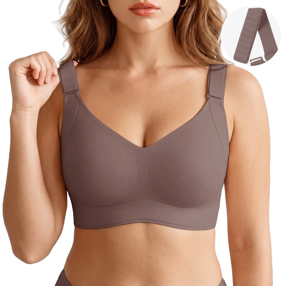 REALWILL Women's Minimalist Wireless Jelly Bra - No Underwire, Seamless, Push-Up, Supportive, Full Coverage, Soft Comfort Everyday T-Shirt Bra