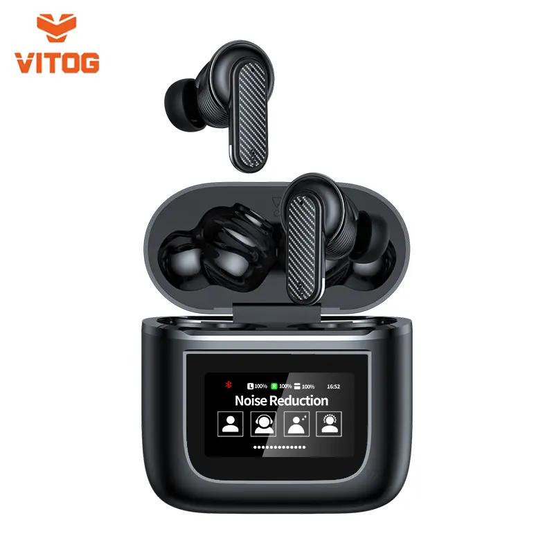 VITOG Wireless Earbuds with Smart Touch Screen Advanced Noise-Cancelling Sports Earphones for Gaming & Music Headset Electronic Audio Bluetooth