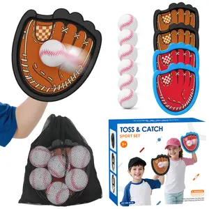 Velcro Ball and Catch Ball Set, Outdoor Games for Kids, Baseball & Football Glove, Beach Yard Camping Toys  (2 Paddles & 3 Balls) Family Backyard Games