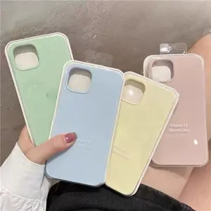 [LX]Original Official Silicone Case For Apple IPhone 15 14 13 12 16 Pro Max Cases For IPhone 16 Plus 13 12 11 Case Logo Full Cover