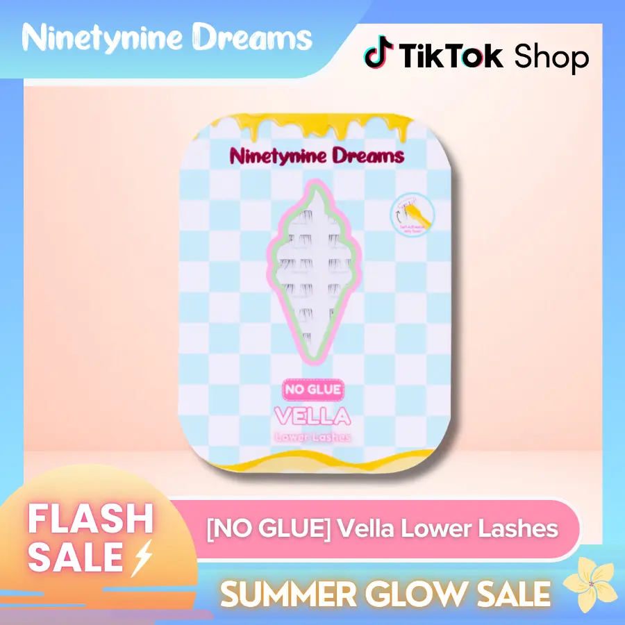 Ninetynine Dreams [NO GLUE] Vella Lower Lashes | Self-Adhesive Pre-Glued Press-On Bottom Lashes, Airy Soft Natural Lower False Eyelashes, Lightweight Wispy Lower Lashes, Beginner Friendly Self Stick Synthetic Lower Lashes for Everyday Makeup