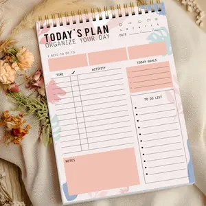 1pc Daily Planner Notepad, Undated Spiral Organizer for Time Management, Task Tracking, Productivity, and Daily Routines, Spiral bound planner, Perfect for Students, Office, Home, Desk Organizer Pad for Women, Teens, Portable Daily Guide