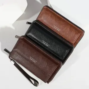 2026 New Mobile Phone Bag Multi-Card Casual Long Wallet Large Capacity Clutch for Men Brown & Black Options