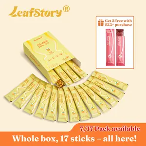 LeafStory Collagen Glow Reset Jelly (17 Sticks/7 Sticks): Orange Flavor, Collagen, Support Skin Health & Elasticity, Support Hair & Nails, Stress Relief & Nerve Health, Sugar-Free, Gluten-Free, Non-GMO, Gelatin-Free, Natural Ingredients-G