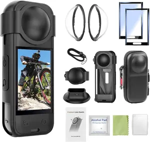 9-in-1 Accessories Kit for Insta360 X5, Included Insta 360 X5  Lens Guard, Carrying Case, 2 Pack of Tempered Glass Film Screen Protector,  Protective Cover and Desktop Mount Bundle Kit