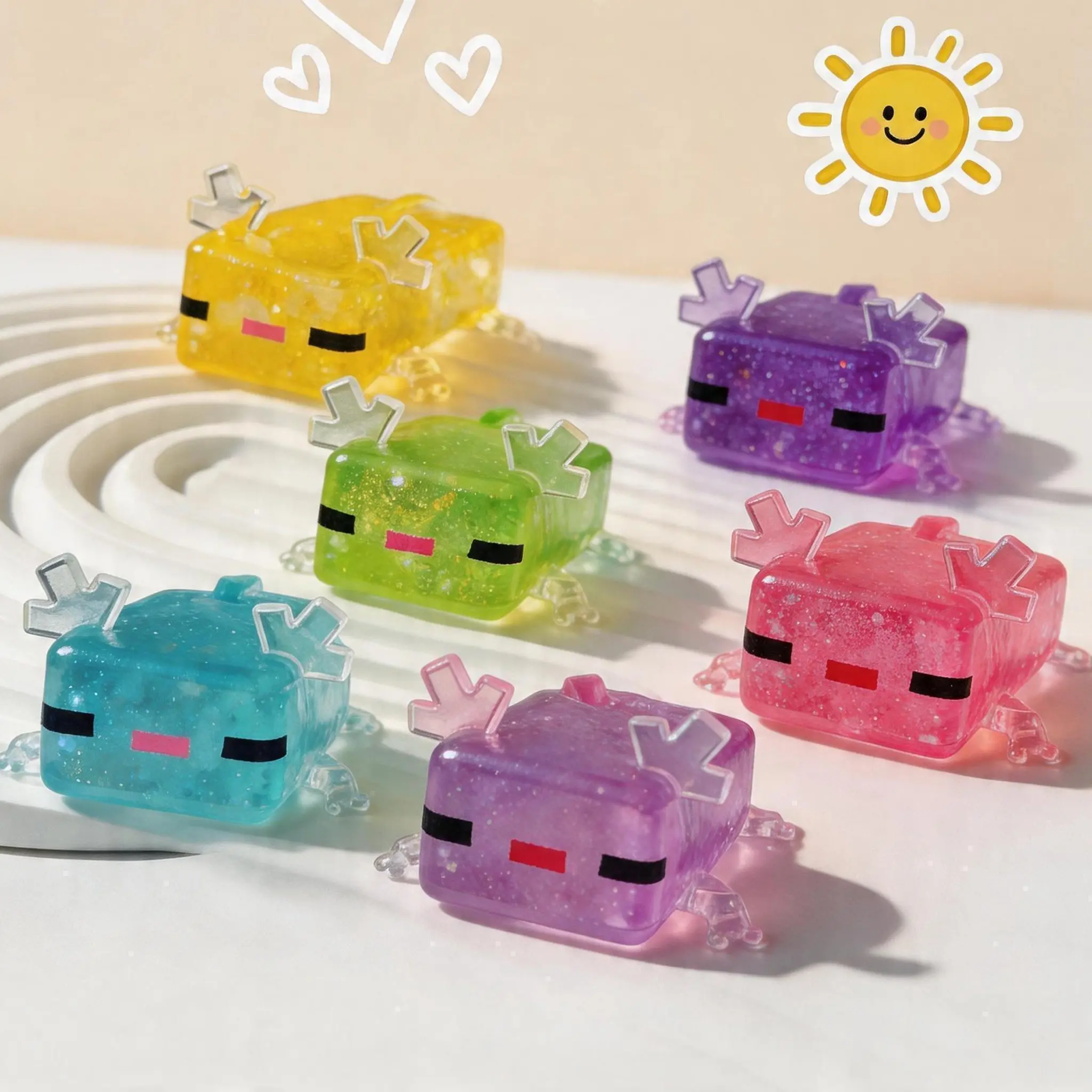 Graduation Gift Aurora Axolotl Squishy Mochi - Glittery KawaiiSensory Fidget Toy, Soft Stretchy Stress Relief Toy for Anxiety,Cute Animal Desk Toy for Kids & Adults
