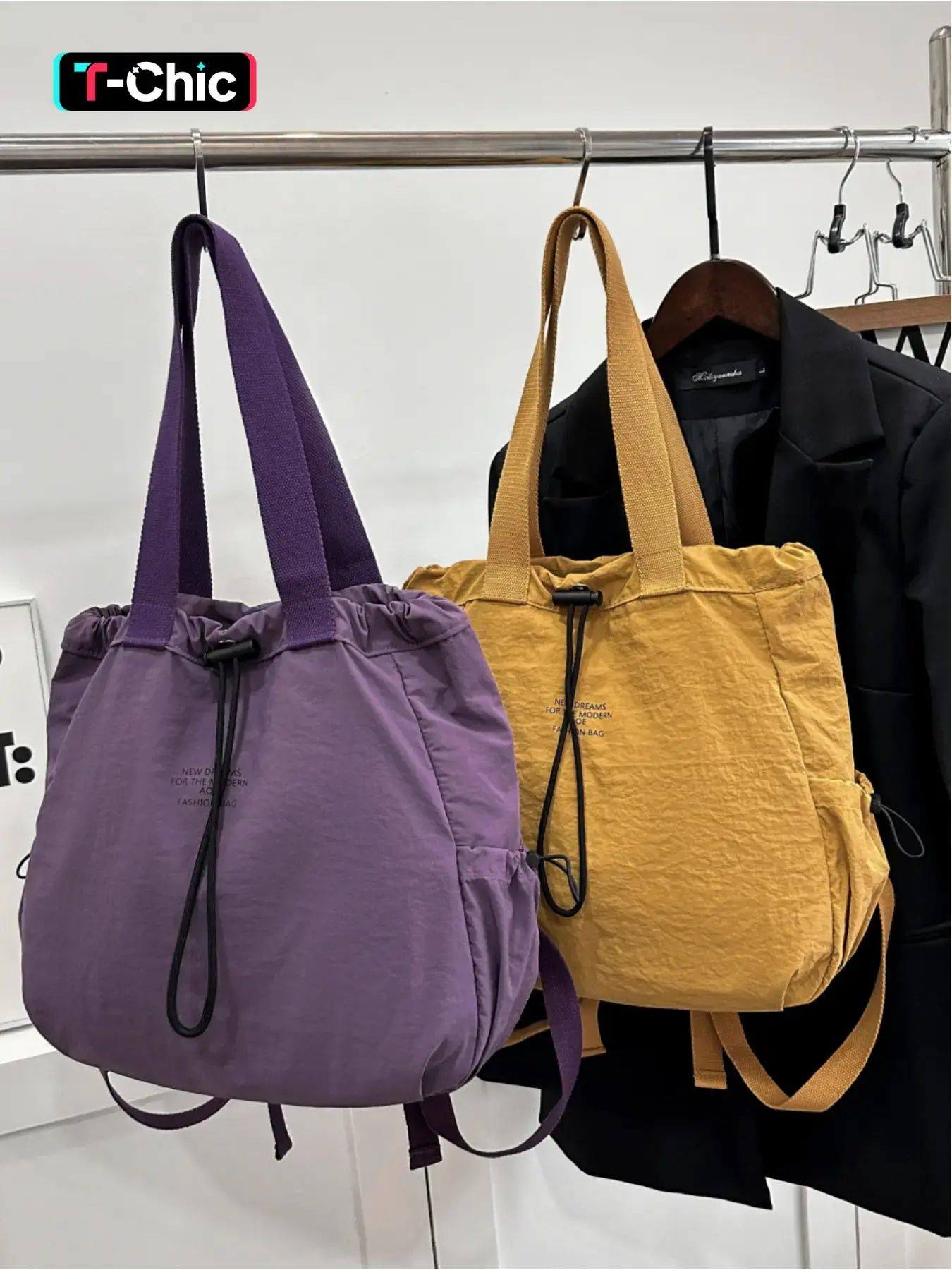 Multifunctional 3-way drawstring bag, Casual daypack backpacks, lightweight canvas, large capacity, can be used as a backpack, shoulder bag, handbag, in multiple colors, suitable for commuting, casual wear, and everyday use, ideal for school, work