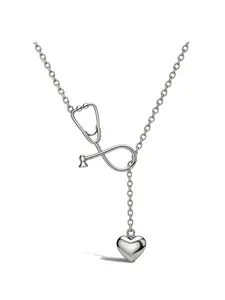 Angel Nursing Themed Stethoscope Pendant Necklace, Medical Jewelry Graduation Gifts for Doctor Nurse Medical Student RN