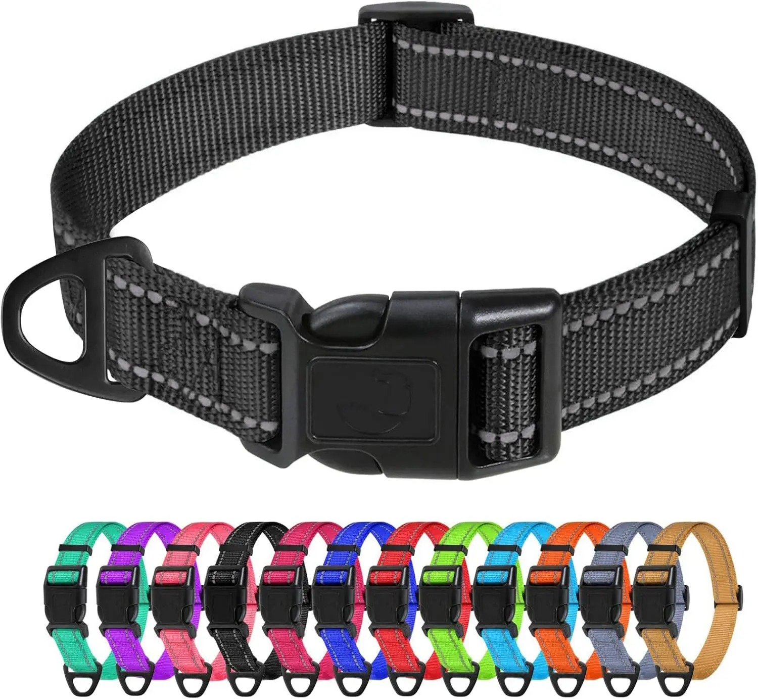 Tagme Small Dog Collar, Reflective Puppy Collar, Black, 5/8" Width TagME