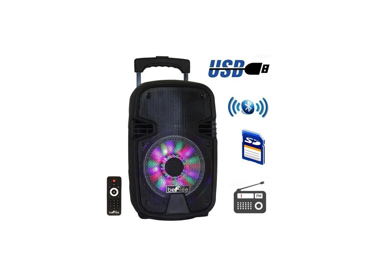 Befree Sound 8 Inch 400 Watts Bluetooth Portable Party Speaker with USB, SD Input and Reactive Lights (BFS-3000)