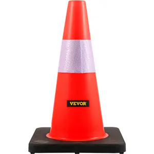 VEVOR Safety Cones, Summervibes,Summervibes, 18 in/45 cm Height, 5 PCS PVC Orange Traffic Cone with Reflective Collar and Black Weighted Base, Used for Traffic Control, Driveway Road Parking and School Improvement