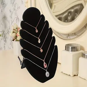 Black velvet multi-hook jewelry display stand | durable plastic necklace & bracelet receiver, suitable for home, boutique, jewelry display stand,