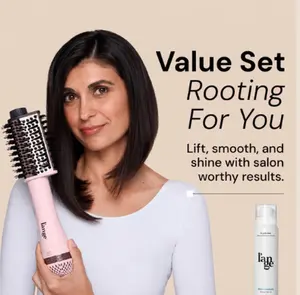 L'ANGE HAIR - Rooting For You Value Set Hair Dryer Kit - Le Volume Eleve 65MM 2-in-1 Titanium Teardrop Barrel Brush Dryer + Glass Thermal Blowout Primer for Towel-Dry Strands with Heat Protection
