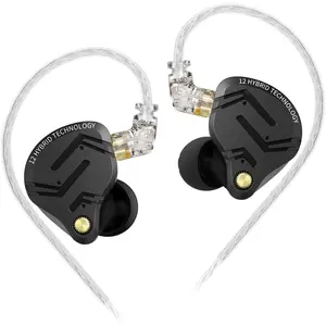 KZ ZS12 PRO X in Ear  IEM Headphones,1DD+5BA Hybrid Wired Gaming Earbuds,KZ in Ear  Gaming Earbuds Earphones with 2PIN  for Audiophile (Dark Black, NO Microphone)