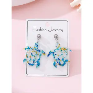 A pair of cute turtle-patterned fashion earrings, suitable for women, perfect for beach parties and everyday wear