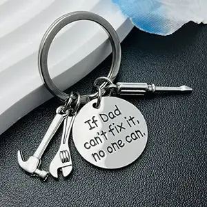 Father's Day Keychain for Dad Son Daughter & Stepdad Perfect for Christmas & Birthday &Father's Day Gifts with Tool Charms and Inspirational Quote