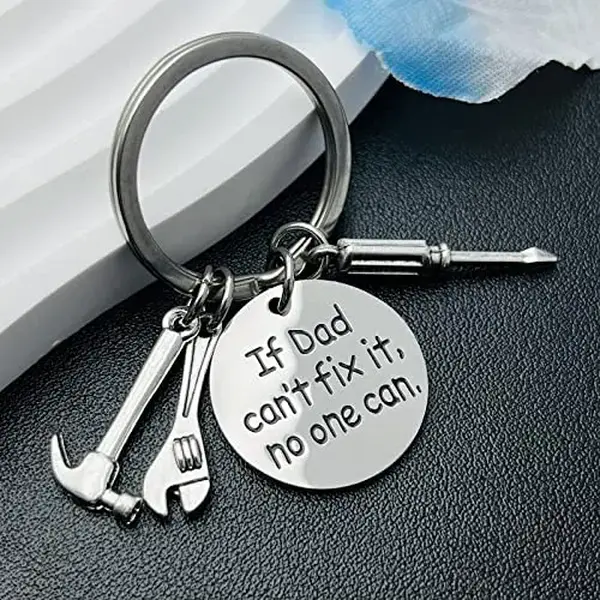 Father's Day Keychain for Dad Son Daughter & Stepdad Perfect for Christmas & Birthday &Father's Day Gifts with Tool Charms and Inspirational Quote