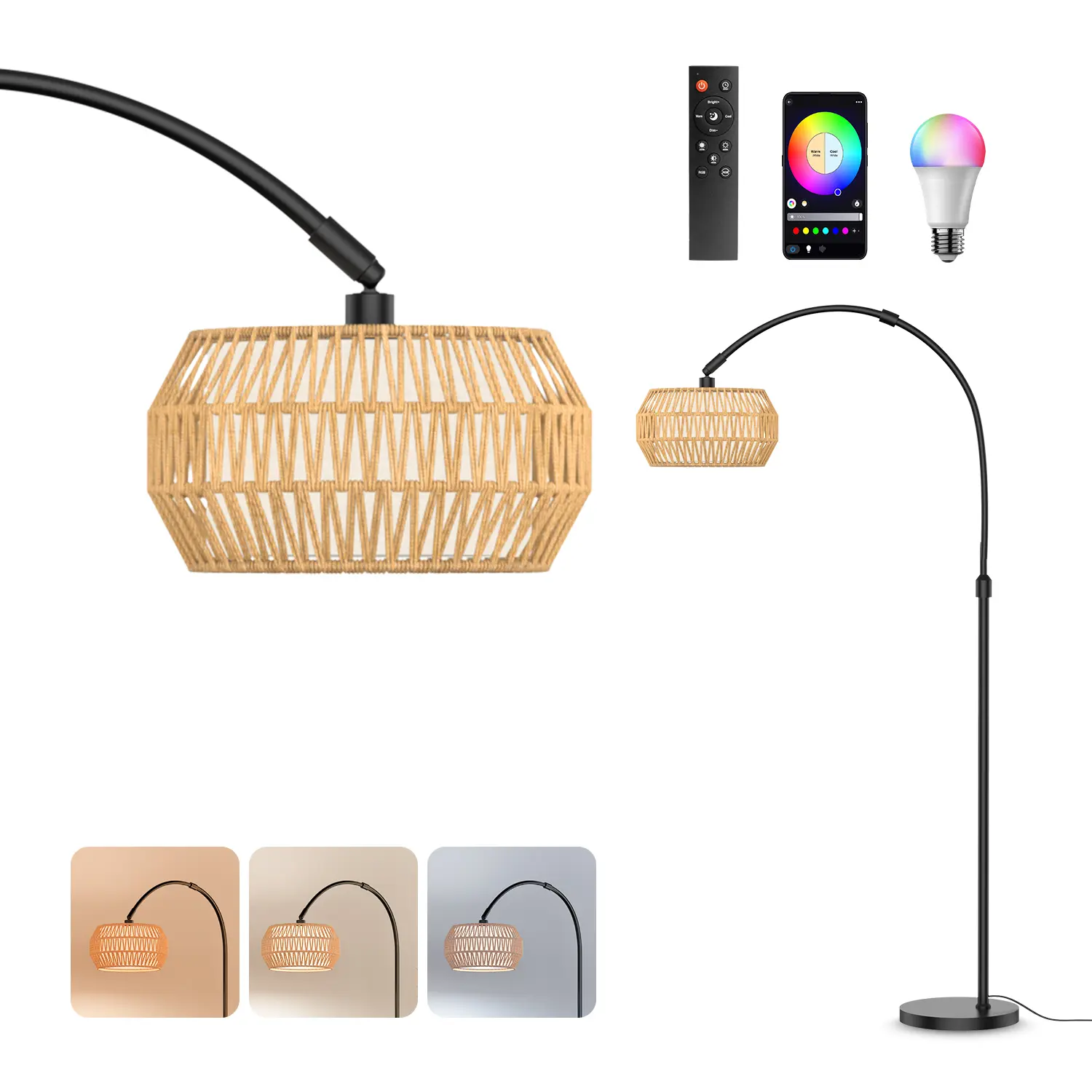 Oval Rattan + Parallel Lampshade