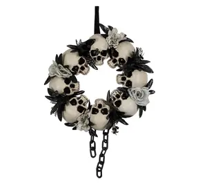 Northlight Skulls and Chains Halloween Wreath 15" Unlit
