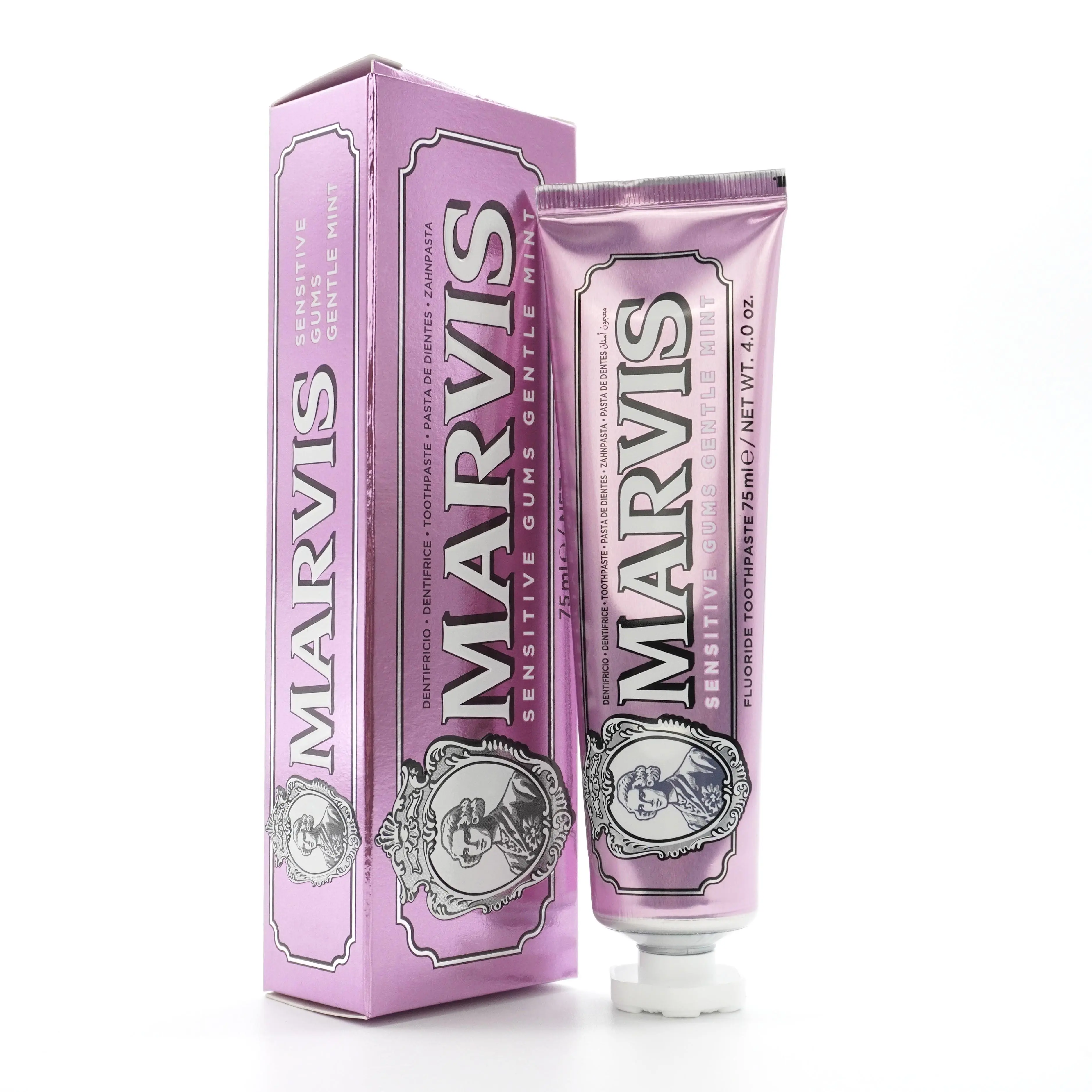 Marvis Probiotic Toothpaste for Sensitive Gums with Hyaluronic Acid, Gentle Mint Flavor, Oral Care, 4 oz