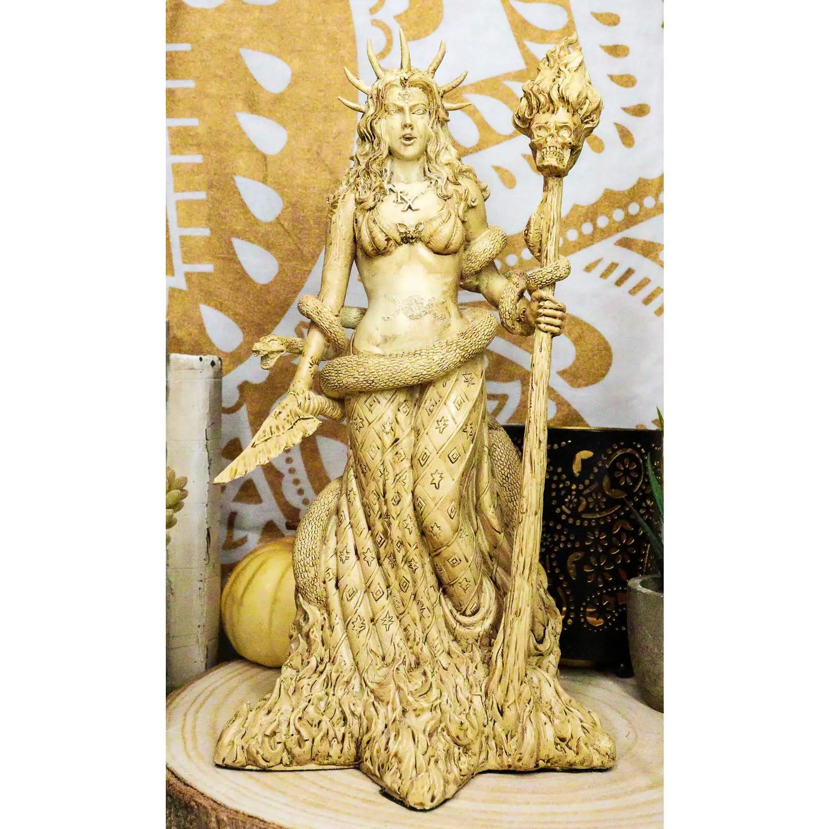 Handcrafted Standing Greek Pagan White Hecate Figurine - Goddess, Sorceress, Witchcraft Themed Decor for Home, Hand