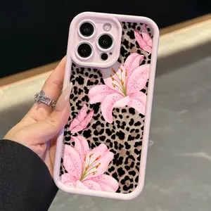 Bamboo Bud Vase with Lily Flower Leopard Print, Valentine Gift for Girlfriend Elderly Lover, Compatible with iPhone Models