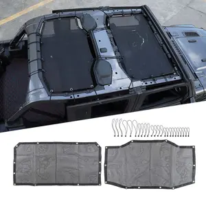 Full Cover Mesh Sunshade Top Cover, Car Exterior Accessory for 2018+ Jeep Wrangler JL, Set Includes 2, Set Includes Two