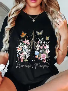 100% Cotton Funny Respiratory Therapist Therapy Lung Happy Easter Day T-Shirt