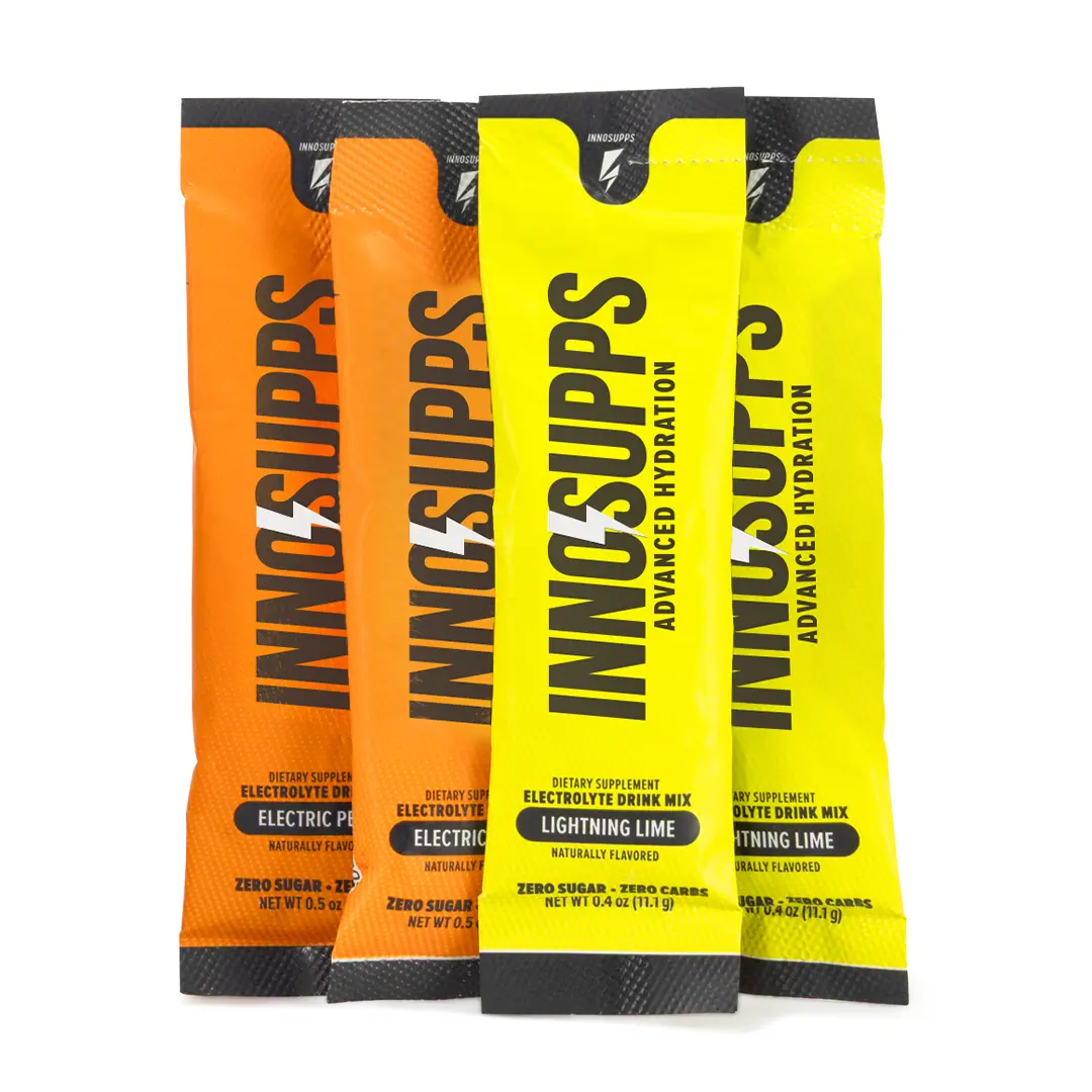 Inno Supps Advanced Hydration Sampler Pack with Electrolytes, Zero Sugar Drink Mix, 4 Stick Packs Peach