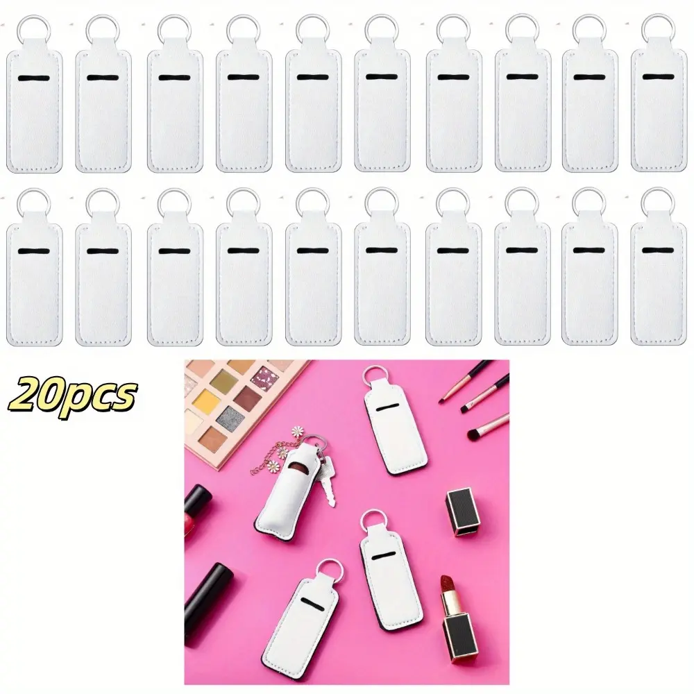 20PCS Lipstick Holder Keychain,Travel Key Ring Holder,DIY Lip Balm Keychain Holder,Blank Lipstick Clip-on Sleeve,Gift for Family, Friends and Classmates